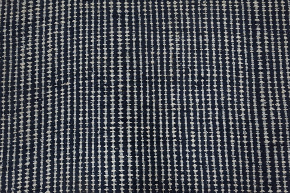 Doris Leslie Blau Collection Contemporary Blue Striped Flat-Weave Wool Rug N11722