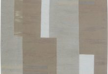 Doris Leslie Blau Collection Geometric Beige, White <mark class='searchwp-highlight'>Flat</mark>-Weave Wool Modern Rug N11496