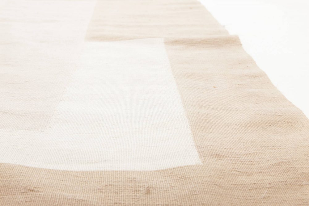 Doris Leslie Blau Collection Geometric Beige, White Flat-Weave Wool Modern Rug N11496
