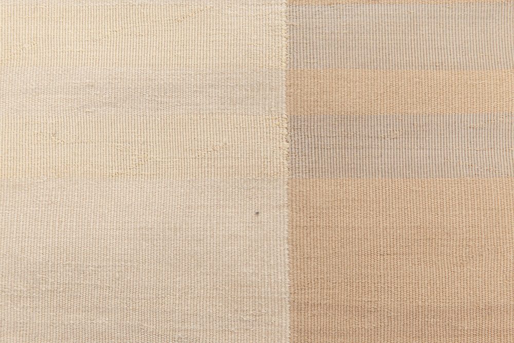 Doris Leslie Blau Collection Geometric Beige, White Flat-Weave Wool Modern Rug N11496