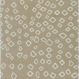 Contemporary Flatweave Geometric Warm Tan Handmade Wool & Silk Carpet “Quadrille” N11493