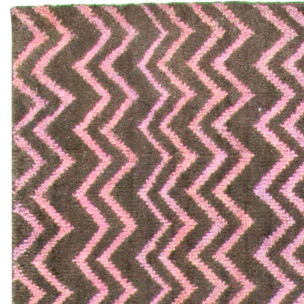 Doris Leslie Blau Collection Geometric Handmade Wool Rug in Brown and Pink N10881