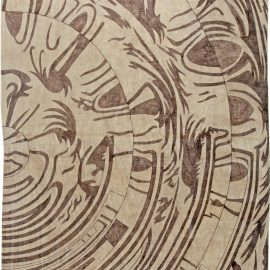 Doris Lesie Blau Collection Abstract, Bold, Beige, Brown Handmade Silk Rug N10901