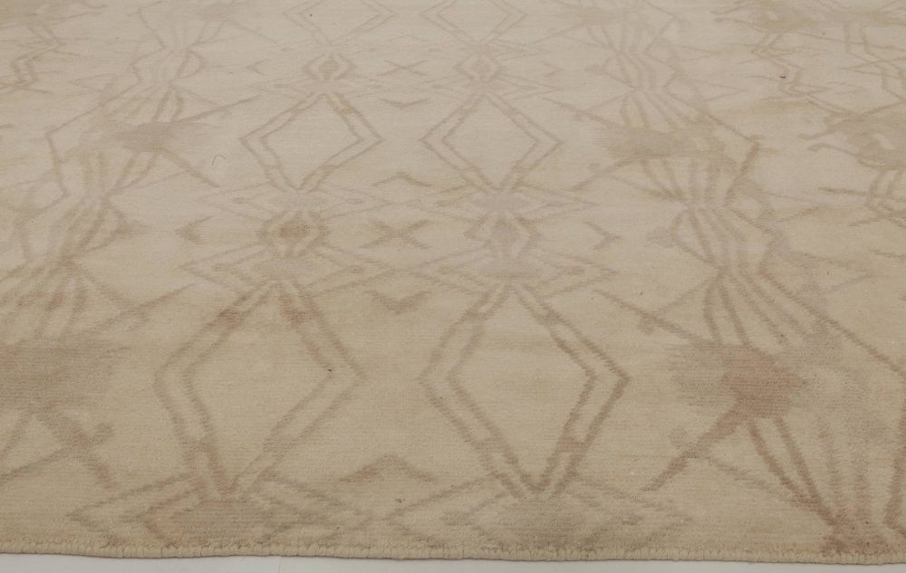 Doris Leslie Blau Collection Abstract Taupe and Beige Handmade Wool Rug N11630