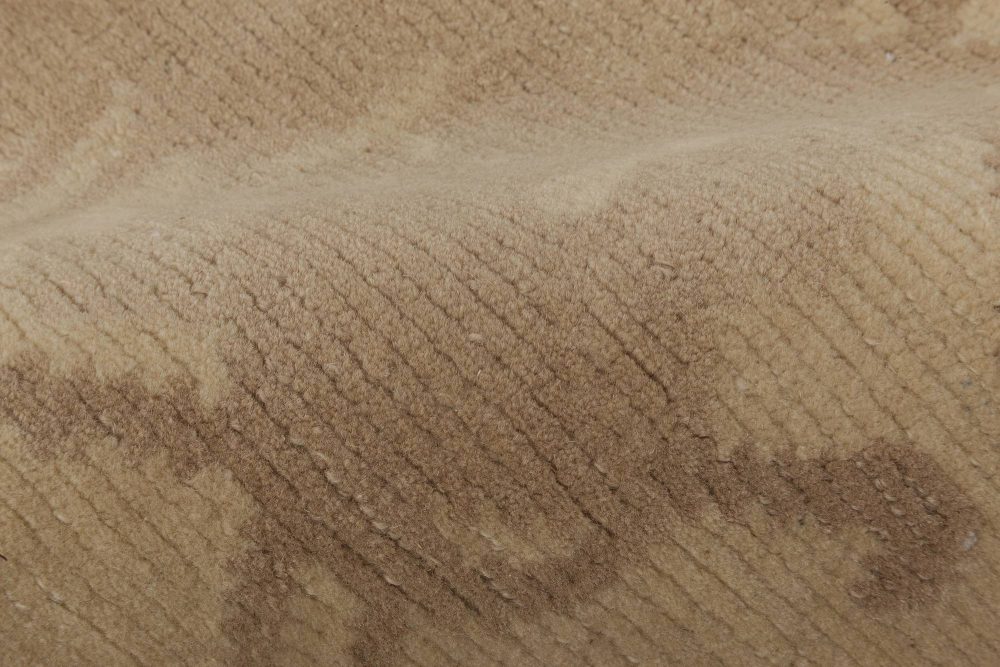 Doris Leslie Blau Collection Abstract Taupe and Beige Handmade Wool Rug N11630