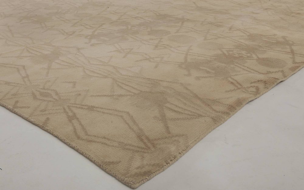 Doris Leslie Blau Collection Abstract Taupe and Beige Handmade Wool Rug N11630