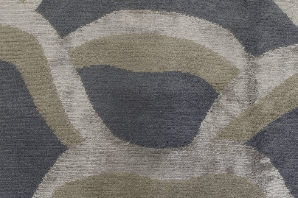 Doris Leslie Blau Collection Ondulation Abstract Black, Beige, Wool & Silk Rug N11198