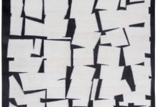 Doris Leslie Blau Collection Cubist Inspired <mark class='searchwp-highlight'>Silk</mark> & Wool Rug in White and Black N11344