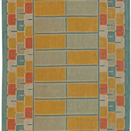 “Palisade” Modern Scandinavian Geometric Warm Tan Handmade Half Pile Wool Rug N10933