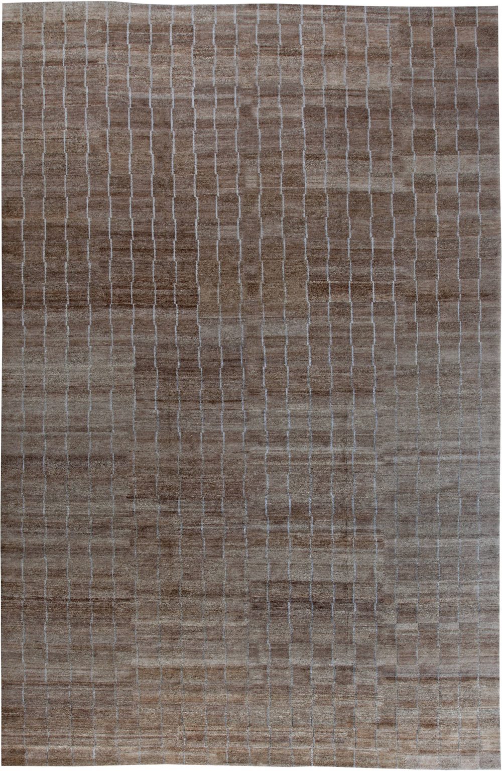 Doris Leslie Blau Collection Modern Striped Dark Brown, Gray Handmade Hemp Rug N10938