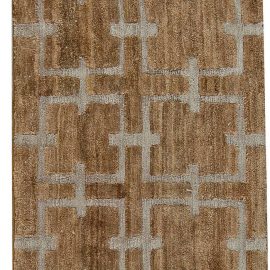 Ethereal Light Gray Hemp Runner In Geometric Contemporary Hand-Knotted Weave “Harvin” N10894