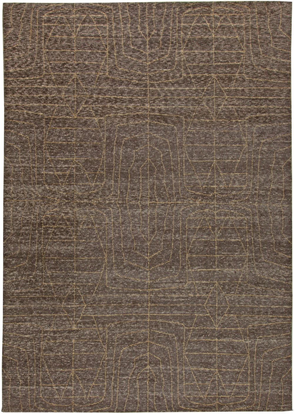Doris Leslie Blau Collection Moroccan Tribal Design Brown Handmade Wool Rug N11000