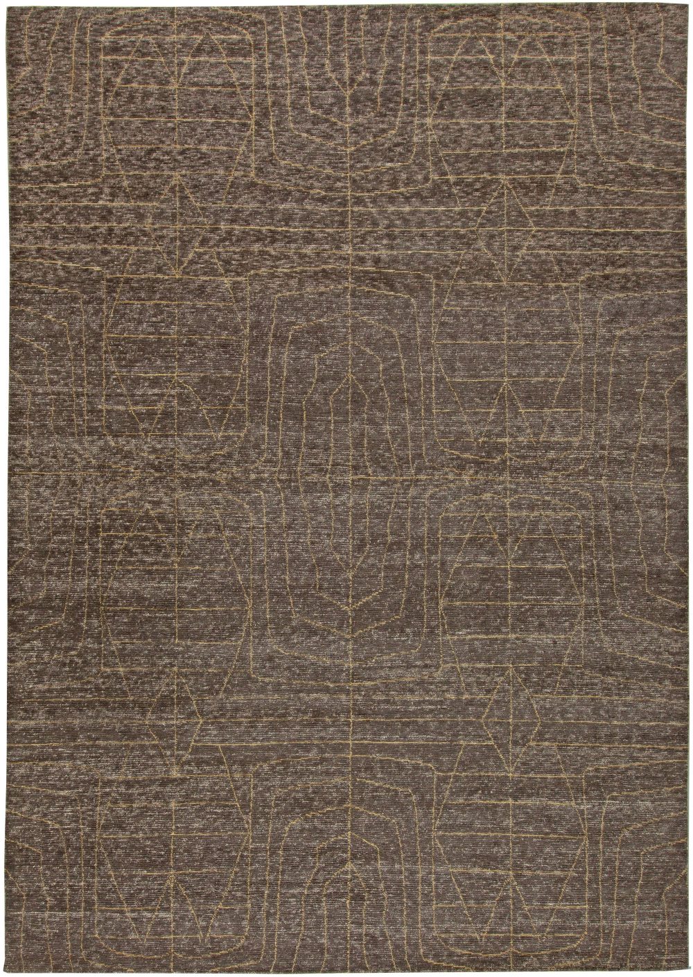 Doris Leslie Blau Collection Moroccan Tribal Design Brown Handmade Wool Rug N11000