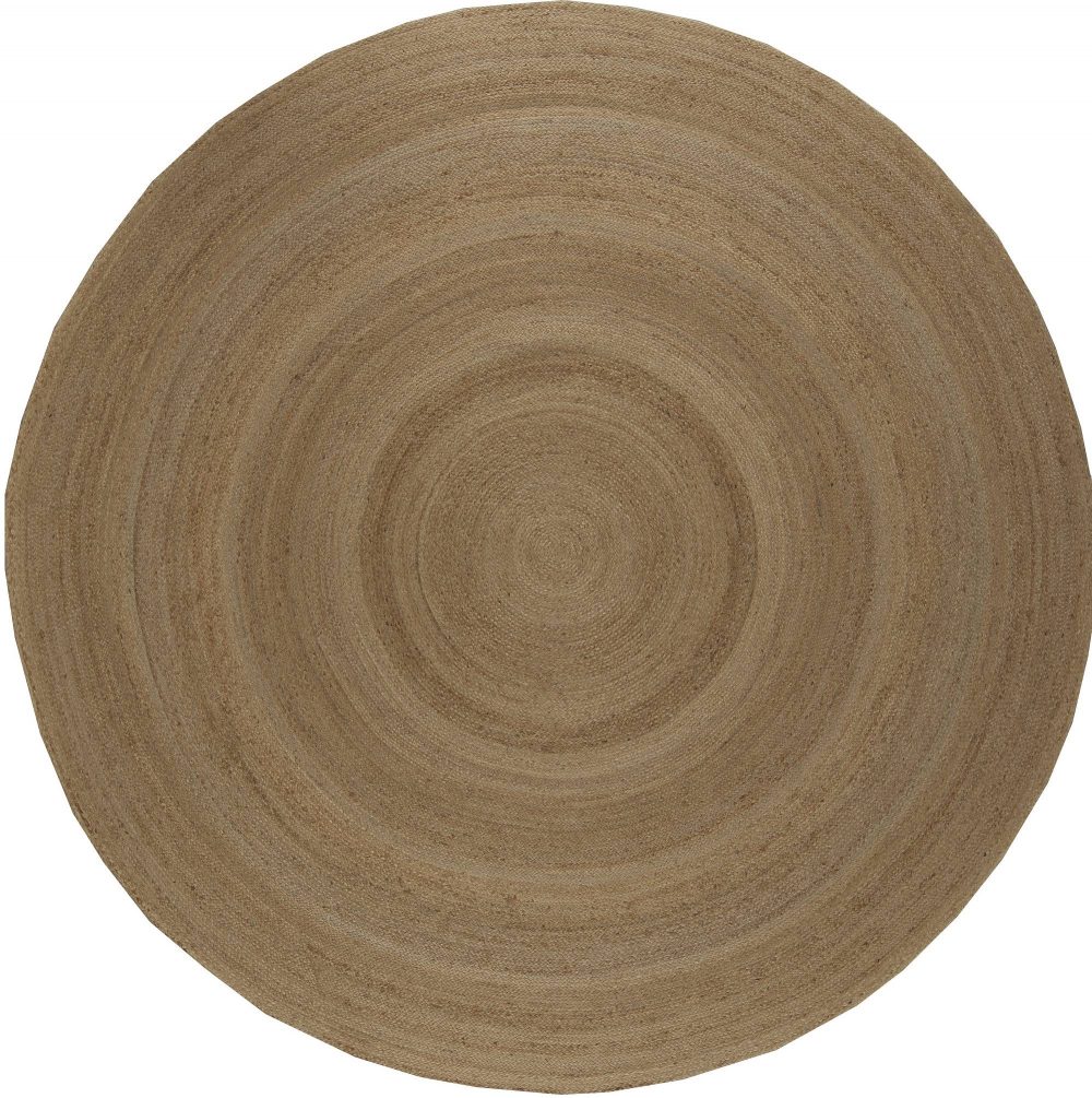 Doris Leslie Blau Collection Traditional European Jute Braided Round Brown Rug N10886