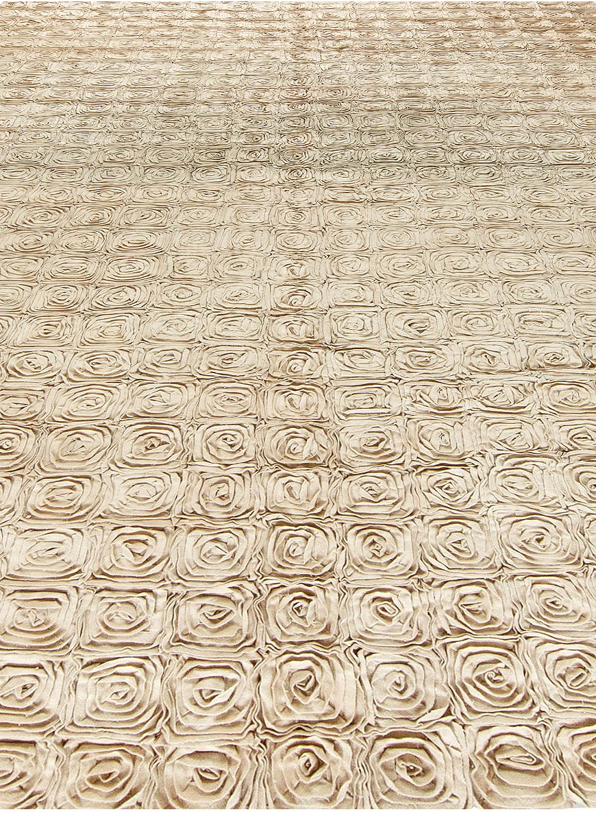 Doris Leslie Blau Collection Modern Floral Rose Gold Handcrafted Carpet N10999