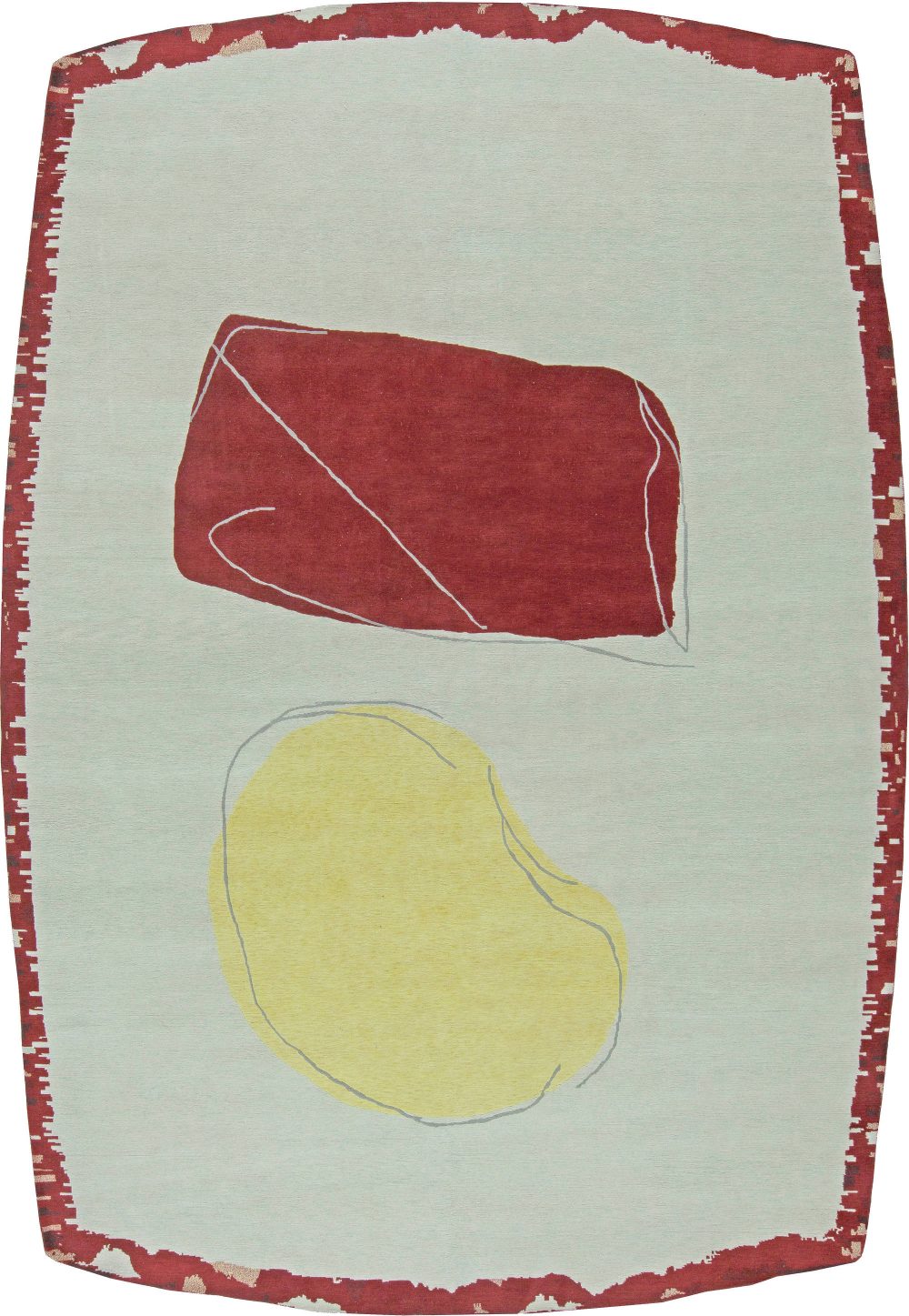 Doris Leslie Blau Collection Modern Abstract Red, Yellow, White Wool Rug N11045