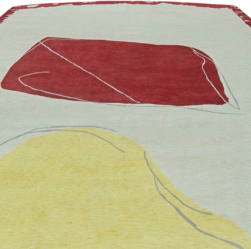 Doris Leslie Blau Collection Modern Abstract Red, Yellow, White Wool Rug N11045