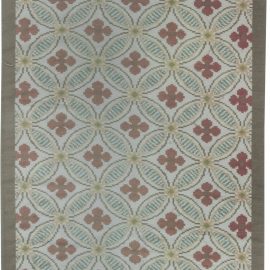 Traditional Bessarabian-Inspired Floral Light Beige Hand-Knotted Wool Runner “Quatre” N11631