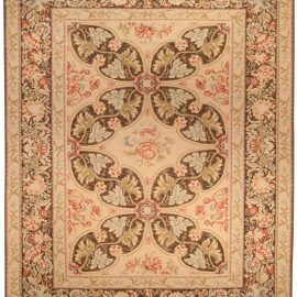 Bessarabian-Style Floral Handmade Wool Rug In Light Beige “Quatrefoil” N10649