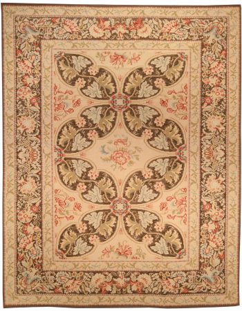 Antique English Floral Allover Golden Tan Needlework Wool Rug – Circa 1890 BB7769 Antique English Floral Allover Golden Tan Needlework Wool Rug – Circa 1890 BB7769