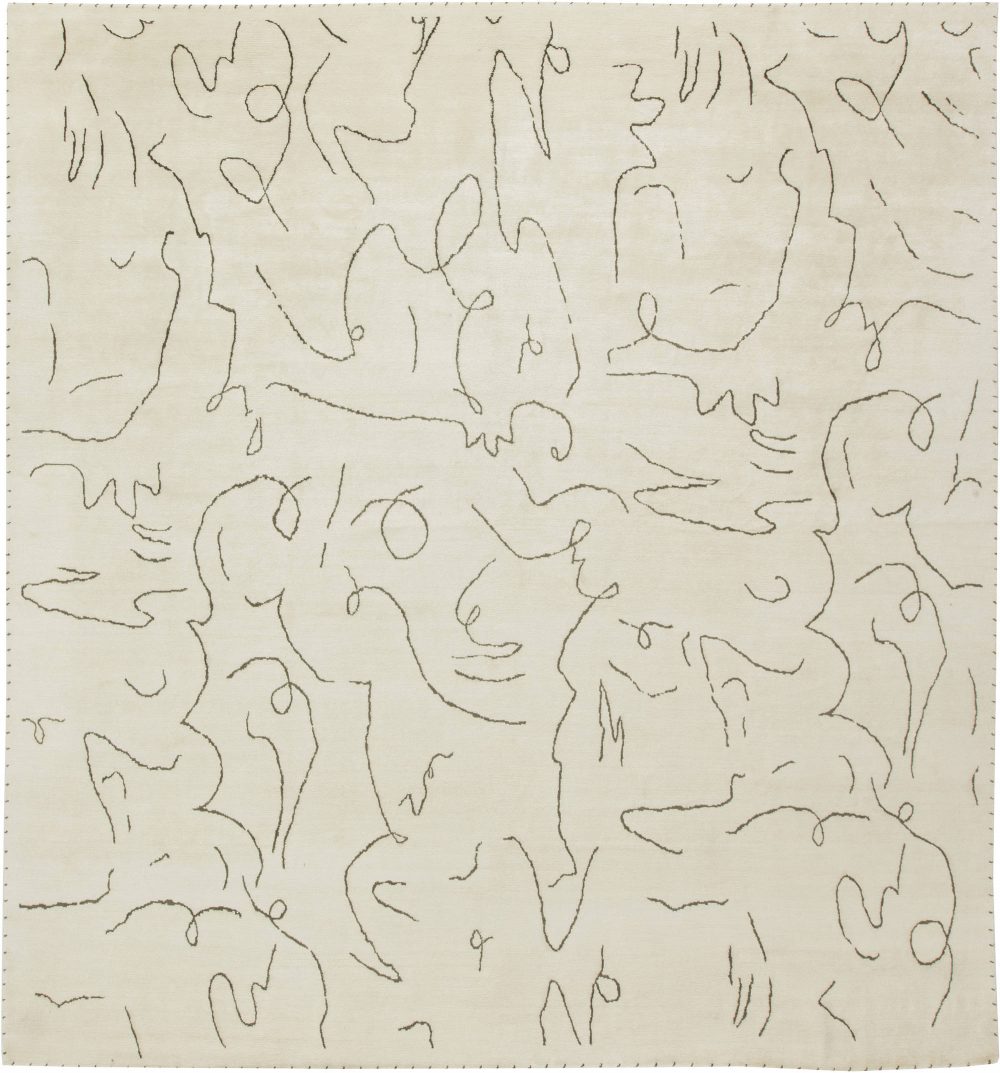 Modernist Jean Cocteau Style Rug N11642