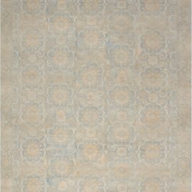 Modern Sultanabad Floral Light Gray Handmade Wool Rug “Granada” N10337