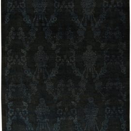 Doris Leslie Blau Collection Damask Navy and Blue Handmade Wool Rug N10735