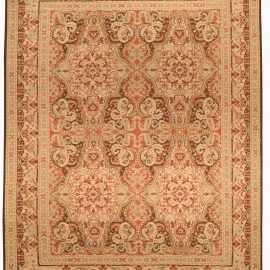 Traditional Bessarabian-Inspired Floral Light Beige Hand-Knotted Wool Carpet “Emberlace” N10659