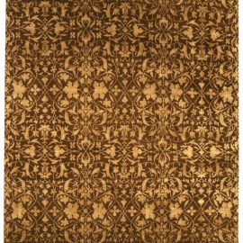 Doris Leslie Blau Collection Modern Tibetan Beige Brown Silk Wool Rug S7 N03539