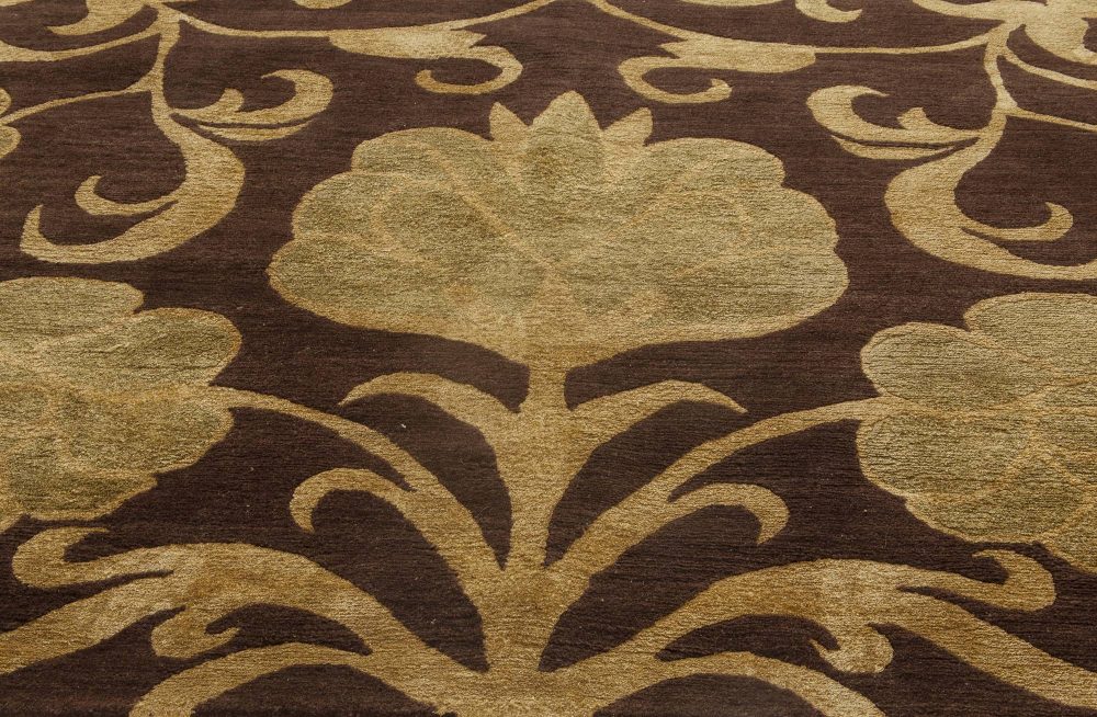 Doris Leslie Blau Collection European Inspired Gold, Brown Handmade Wool Rug N11555