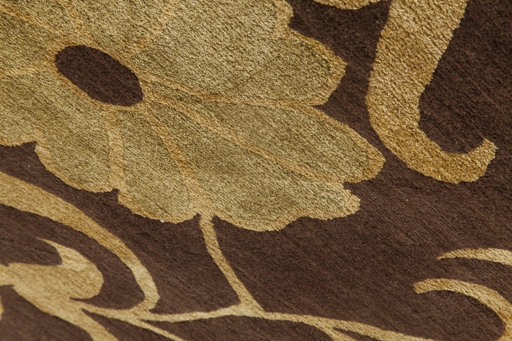 Doris Leslie Blau Collection European Inspired Gold, Brown Handmade Wool Rug N11555