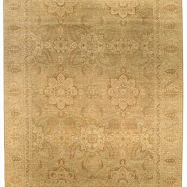 Floral-Inspired Traditional Rug Blossom Medallions Soft Beige Hand-Knotted Wool “Fleuron” N10657