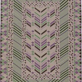 Modern Flatweave Geometric Dark Gray Hand-Knotted Wool Rug “Quiver” N10793