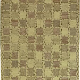 Swedish Design pastel Green, Olive and Brown Hand Knotted Wool Rug N11210