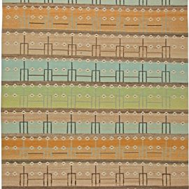 Doris Leslie Blau Collection Swedish Design Brown, Orange, Blue, Green Wool Rug N11142