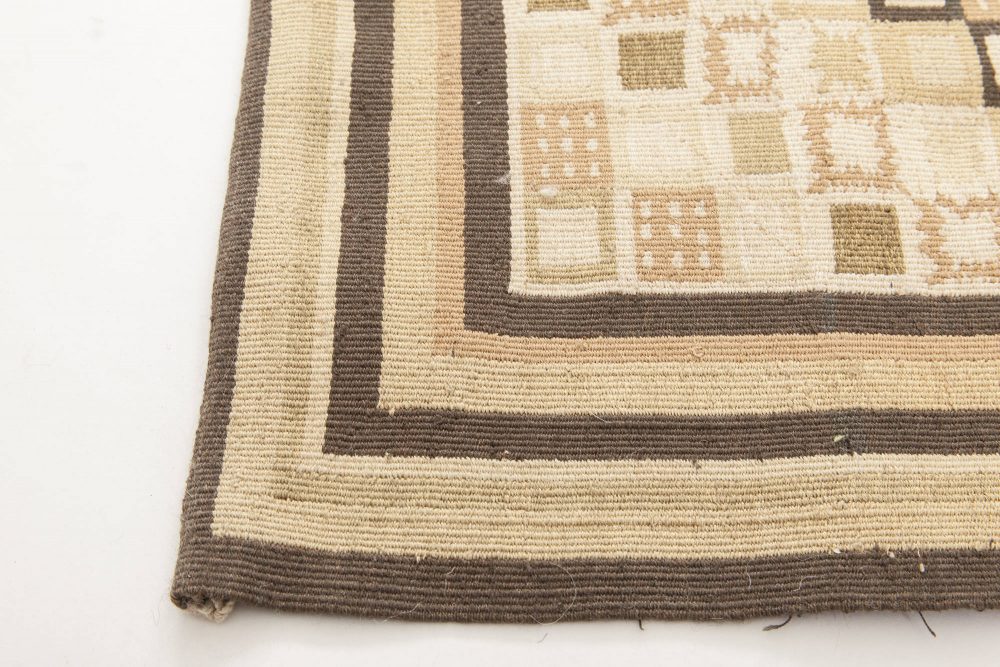 Doris Leslie Blau Collection Swedish Design Beige and Brown Flat-Weave Wool Rug N11497