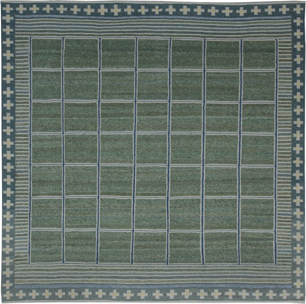 Green Swedish Designed Rug N11548