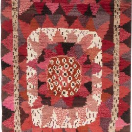 Contemporary Scandinavian Charm: Cream Beige Handmade Tribal Carpet N11667