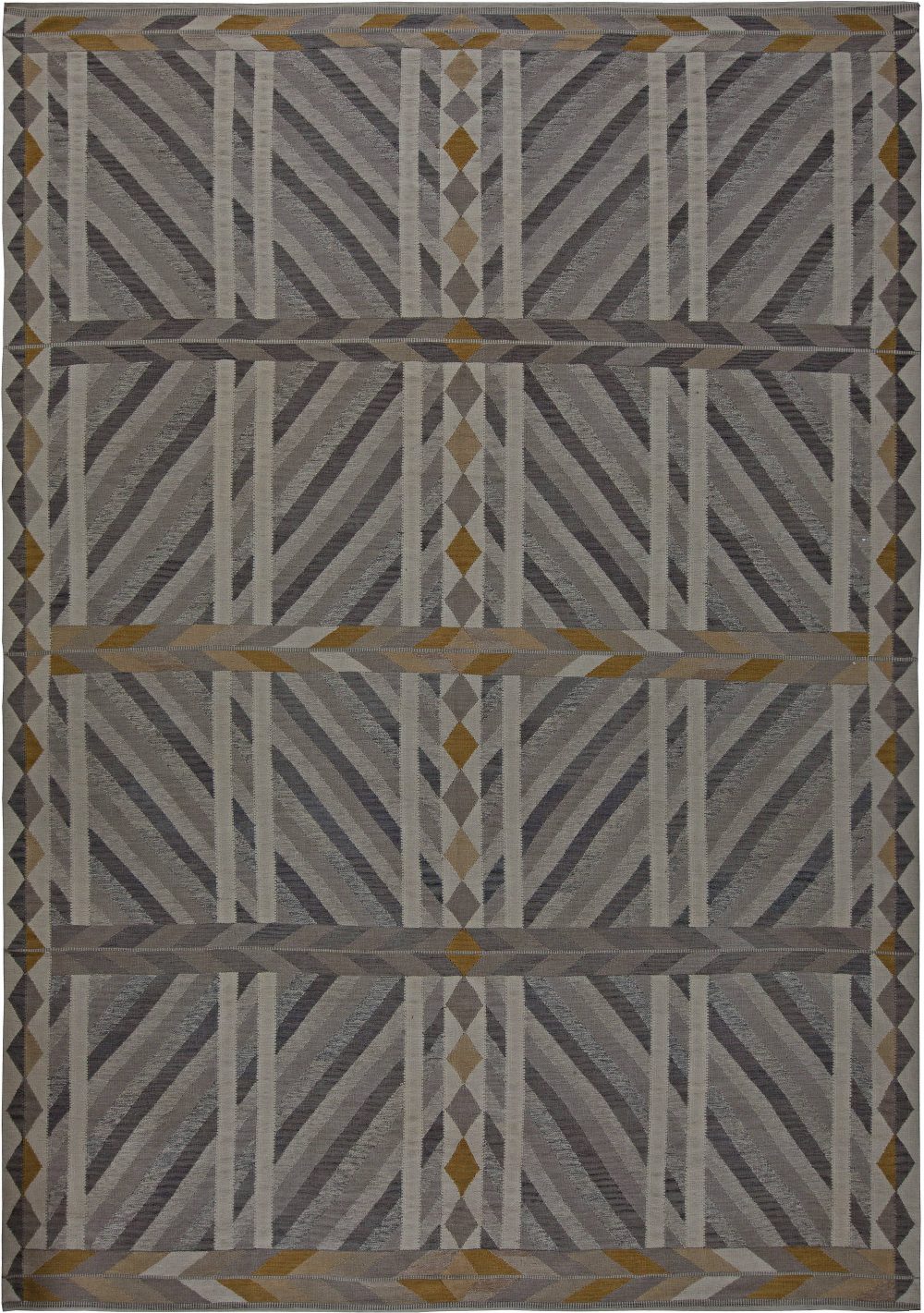 Modern Geometric Swedish Handwoven Wool Flat-woven Wool Rug N11103