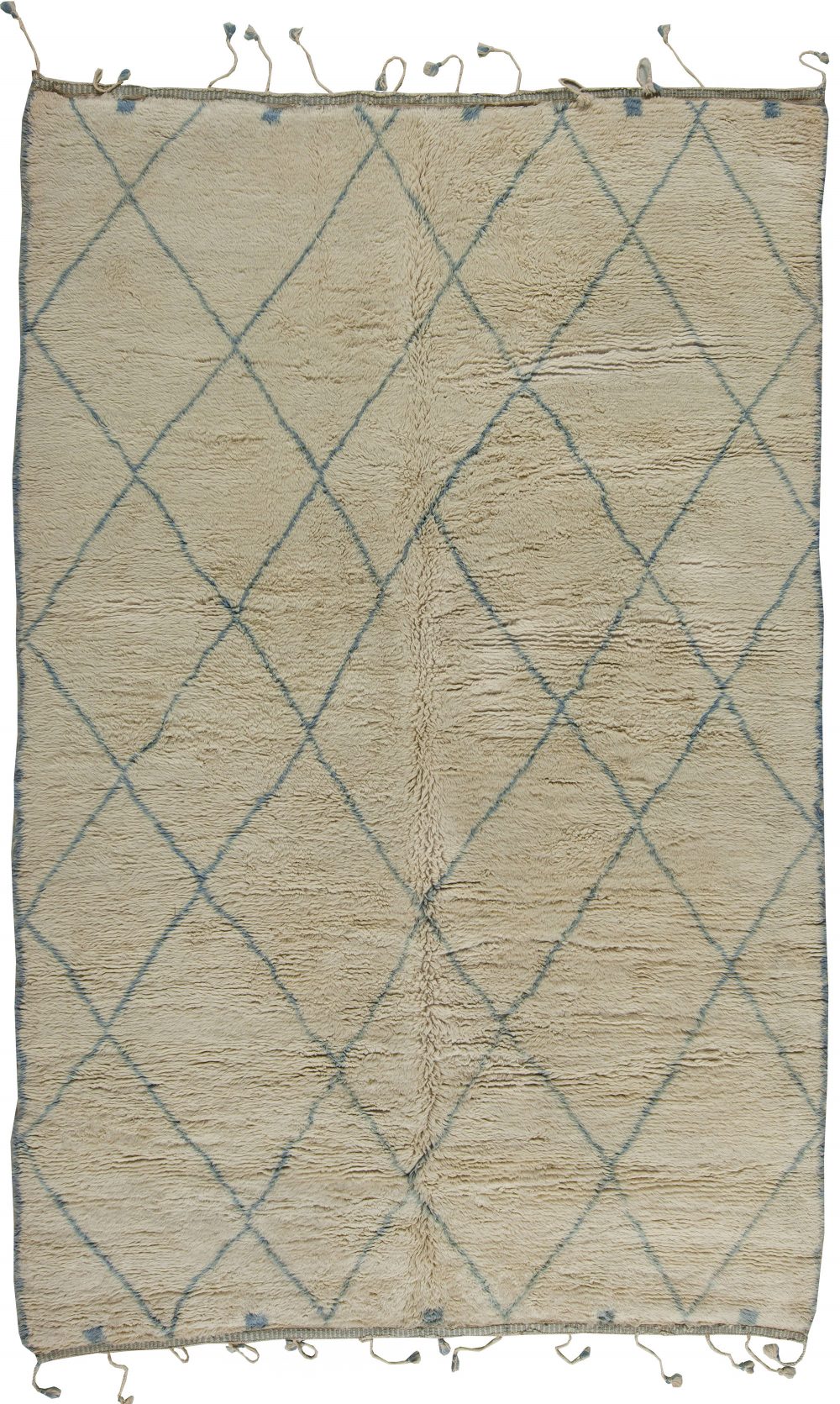 Handmade Moroccan Wool Rug with Tribal Design in Blue and White N10868