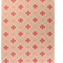 Bessarabian Modern Floral Pink With Brick Red Hand-Knotted Wool Runner “Carnelian” N10648