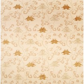 Modern Floral “Scrollwork” Soft Beige With Brown Handmade Silk Rug N10946