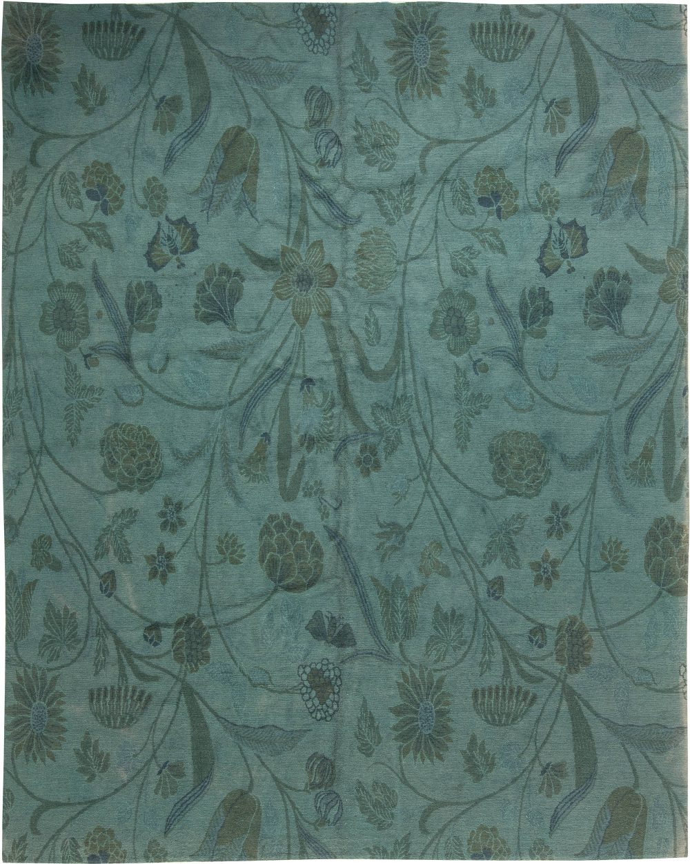 Doris Leslie Blau Collection European Inspired Tibetan Green Floral Rug N11424
