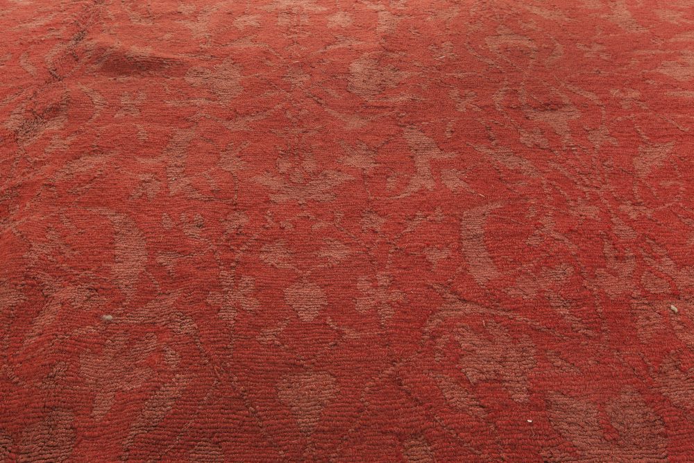 Doris Leslie Blau Collection European Inspired Tibetan Red Wool and Silk Rug N11423