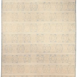 Contemporary Traditional Rug Sultanabad Geometric Soft Beige With Light Blue Hand-Knotted Wool “Vespero” N10376