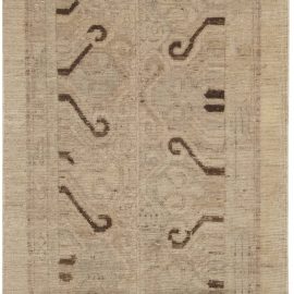Doris Leslie Blau Collection Beige and Brown Samarkand Runner “Fragment” Rug N11626