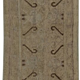 Geometric-Inspired Traditional Rug S-Scroll Motif Cream Beige Hand-Knotted Wool Runner “Sirocco” N11090