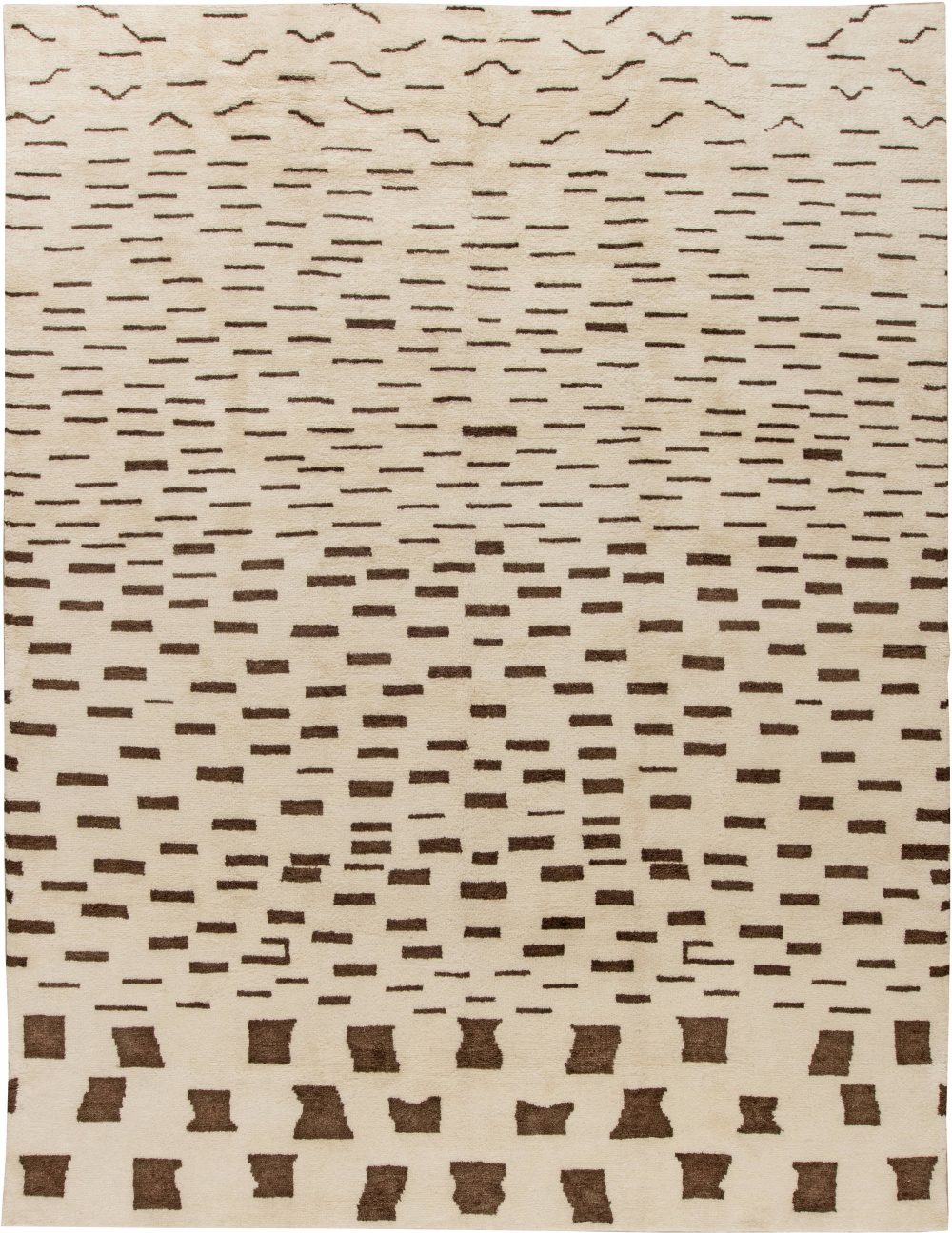 Doris Leslie Blau Collection Moroccan Handmade Wool Rug in Brown and Beige N11369