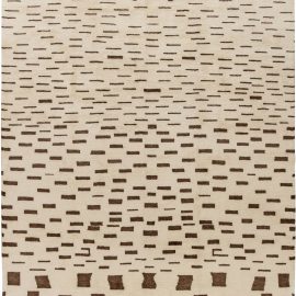 Doris Leslie Blau Collection Moroccan Handmade Wool Rug in Brown and Beige N11369