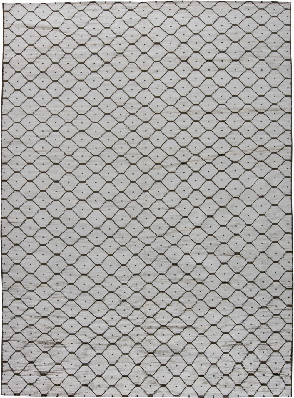 Doris Leslie Blau Collection Moroccan Geometric Black, White Handmade Wool Rug N11350